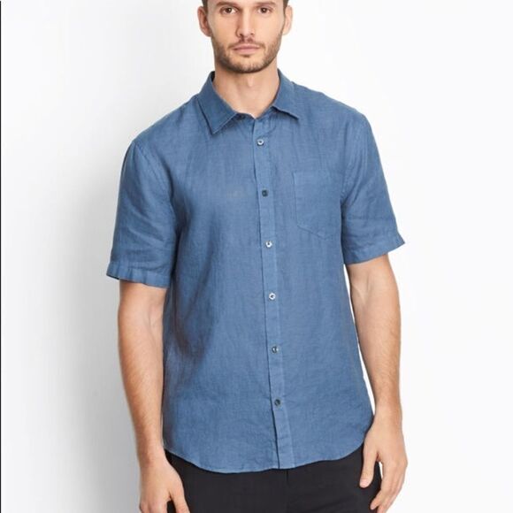 Vince Linen Short Sleeve Button Up (C7) - Picture 1 of 7